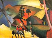 August Macke Indianer auf Pferden oil